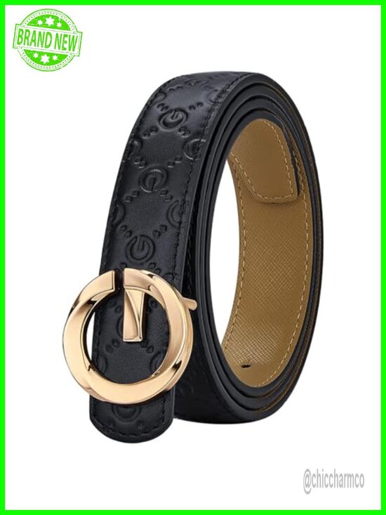 Genuine Leather Belt with Gold Buckle Fashion Retro Adjustable main image 6